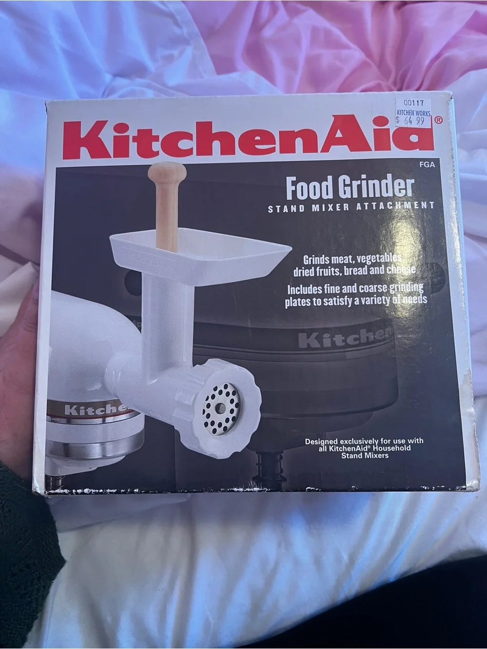KitchenAid White and Red Food Grinder Stand Mixer Attachment